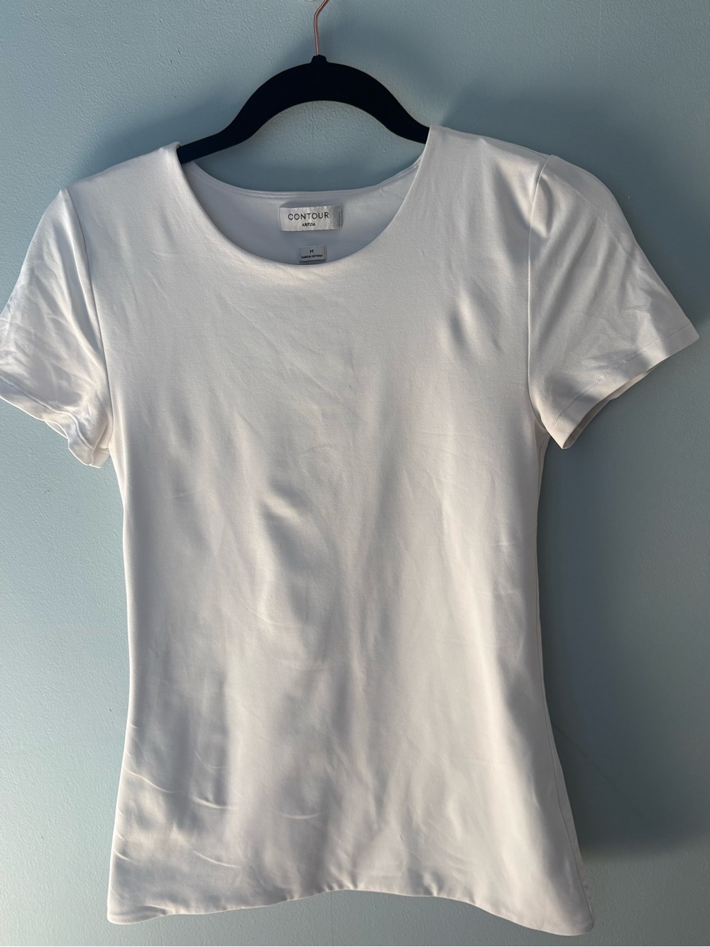 Aritzia Women's White Contour Crew Neck Short Sleeve Top